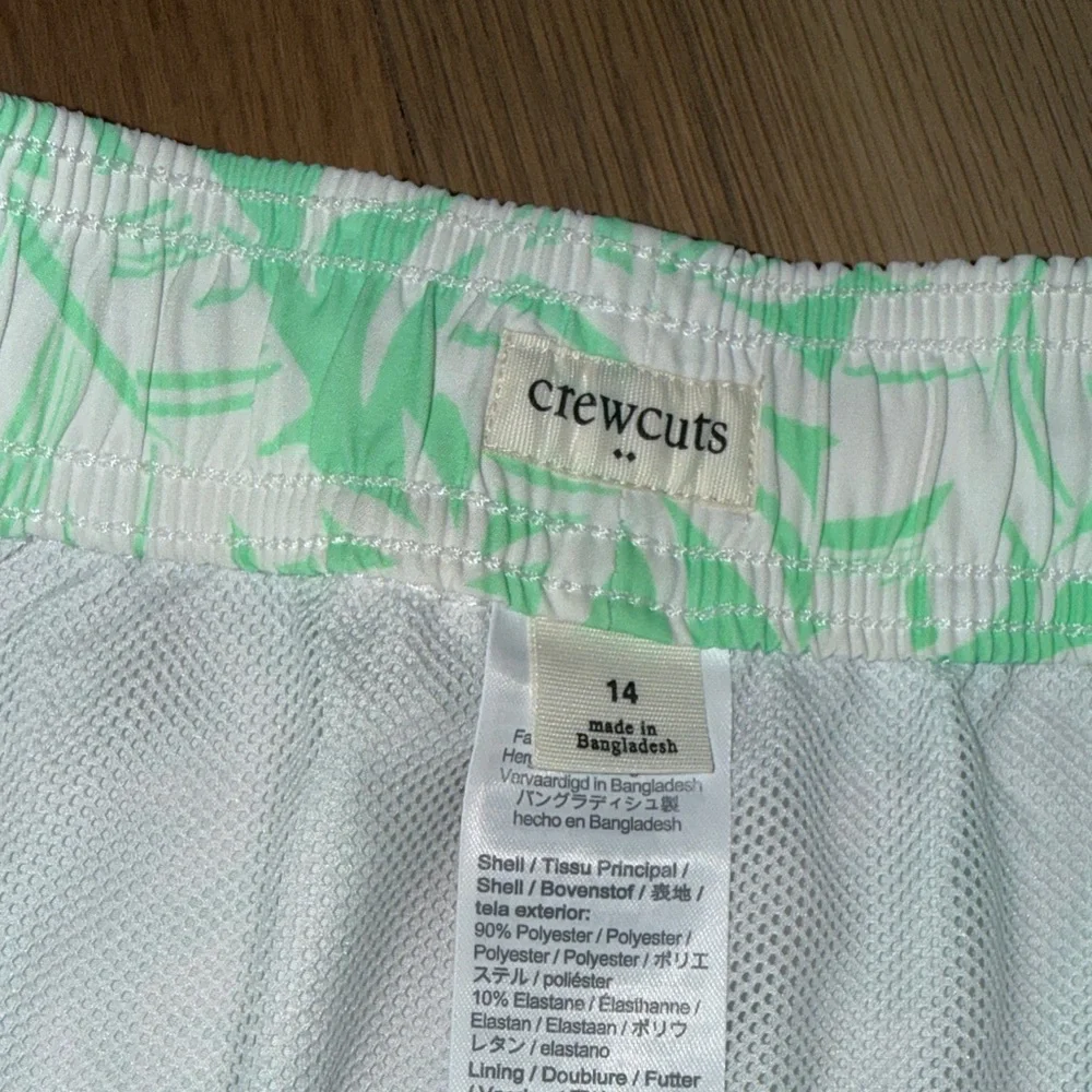 Crewcuts Mint Green and White Floral Swimtrunks